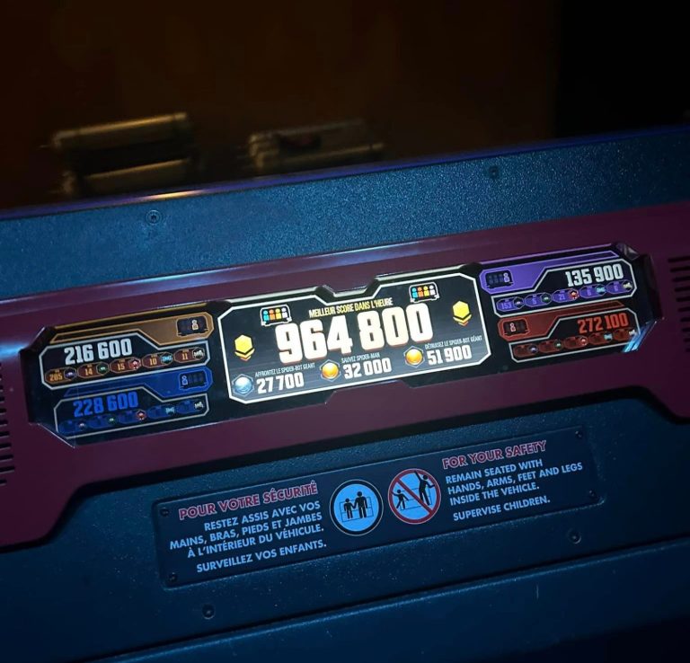 Image showing the score panel on the W.E.B. slinger ride, showing a score of 964,800