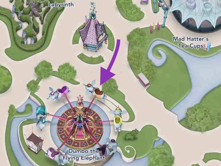 Image shows on a map that the accessible entrance to the ride is directly opposite the shop stall, to the left side of the ride