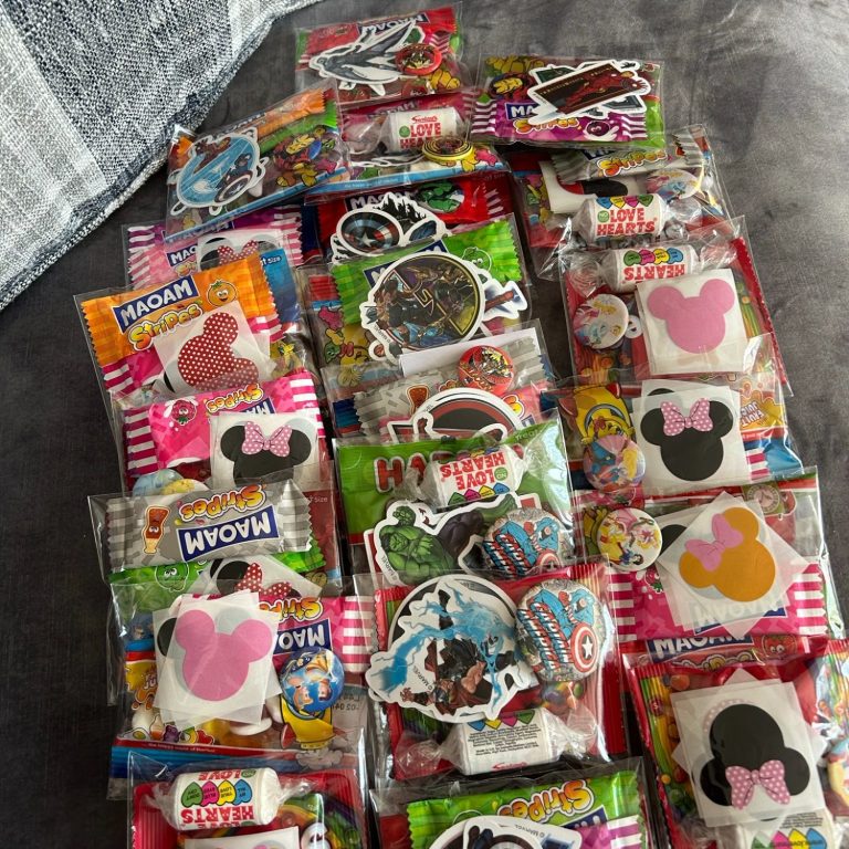 Image of cellophane bags containing sweets and stickers