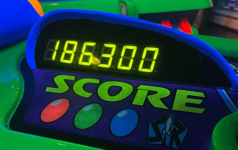 Photo of the scoreboard on the ride vehicle