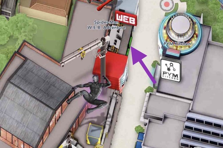 Image shows on a map that entrance to the ride is opposite PYM kitchen