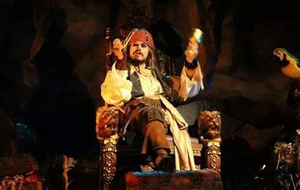 Image shows a Jack Sparrow animatronic as seem during the ride