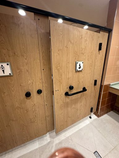 Image of a cubicle door with a wheelchair symbol