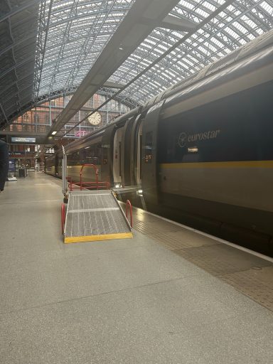 Image showing the ramp in place ont he platform to access the train at St Pancras station