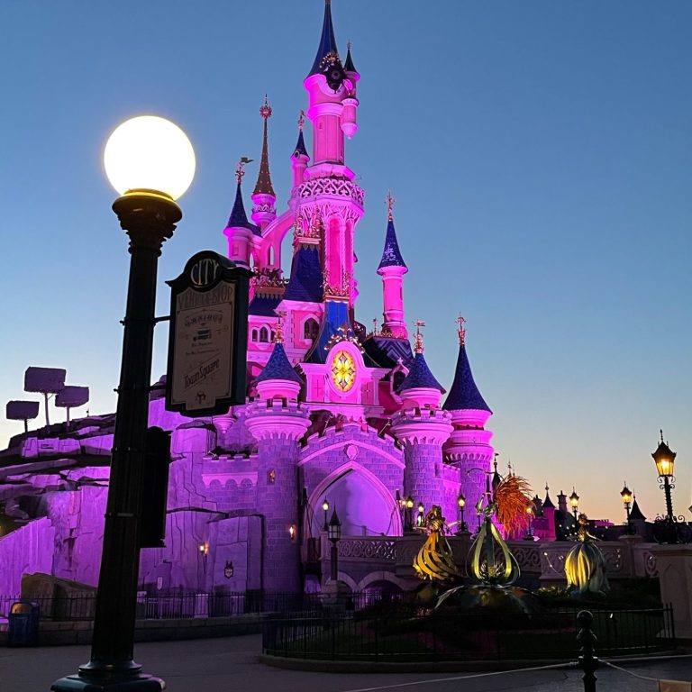 Image of the Disneyland Paris castle at dusk