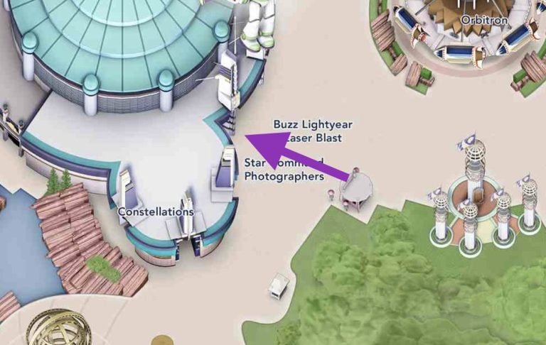 Image shows on a map that the accessible entrance is to the left of the main entrance next to the shop