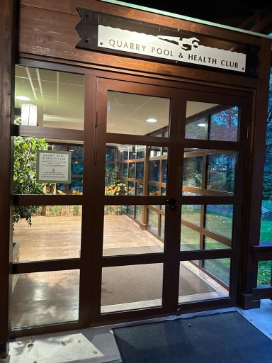 Glass and wooden double doorway